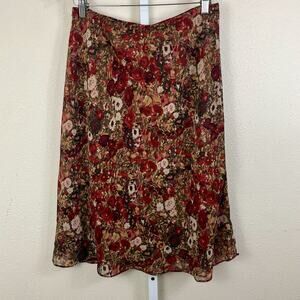 Vintage Sheri Martin Bias Cut Floral Midi Skirt Size 14 Y2K Romantic Soft Grunge